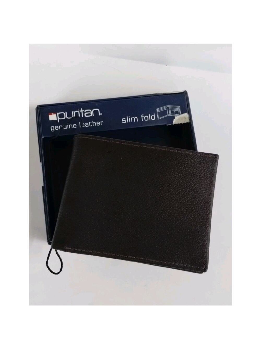 Puritan New In Box Genuine Leather BROWN Bi-fold Classic Minimalist Wallet